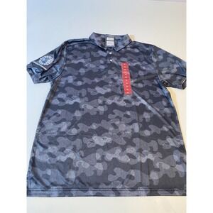 PGA Tour Golf Shirt Short Sleeve Polo Men's XL Caviar Gray AOP Preformance NWT